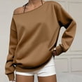 thumbnail image 2 of Women’s Casual Off Shoulder Sweatshirt Long Sleeve Loose Solid Long Sleeve Lightweight Tops Y2k Pullovers, 2 of 7