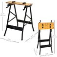 thumbnail image 3 of DURHAND Banc de Travail Pliable avec 4 Pinces Ajustables, Table de Scie de Charpentier, Surface en MDF, Cadre en Acier, Banc de Travail Portable Capacité de 100 Kg/220 Lb, 3 of 10