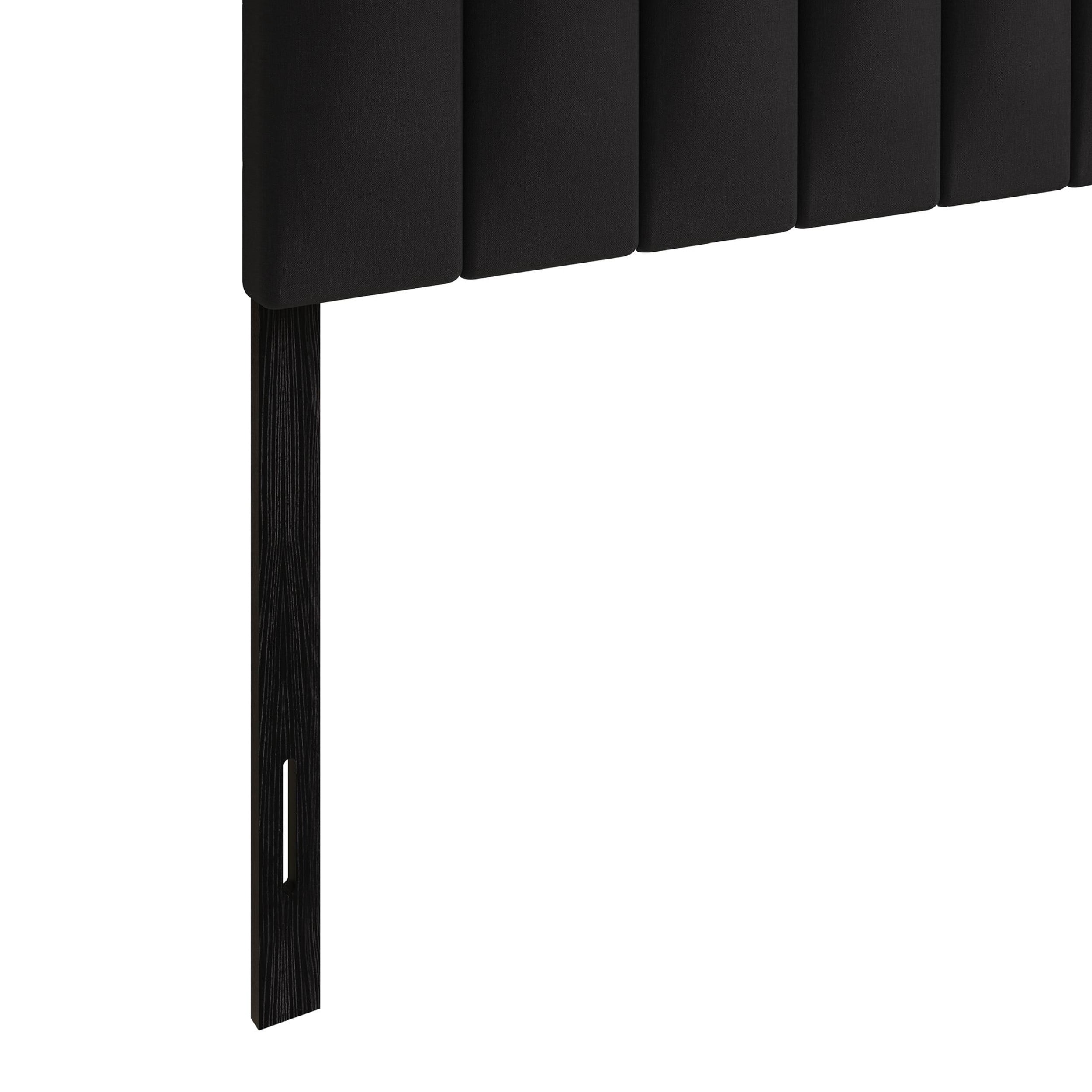 Home Design Dennis King Upholstered Headboard with Vertical Channel Design, Adjustable Height, Black