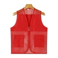 thumbnail image 3 of inlzdz Kids Boys Girls Volunteer Vest Zipper V Neck Sleeveless Tops Mesh Jacket School Camp Red 140, 3 of 9