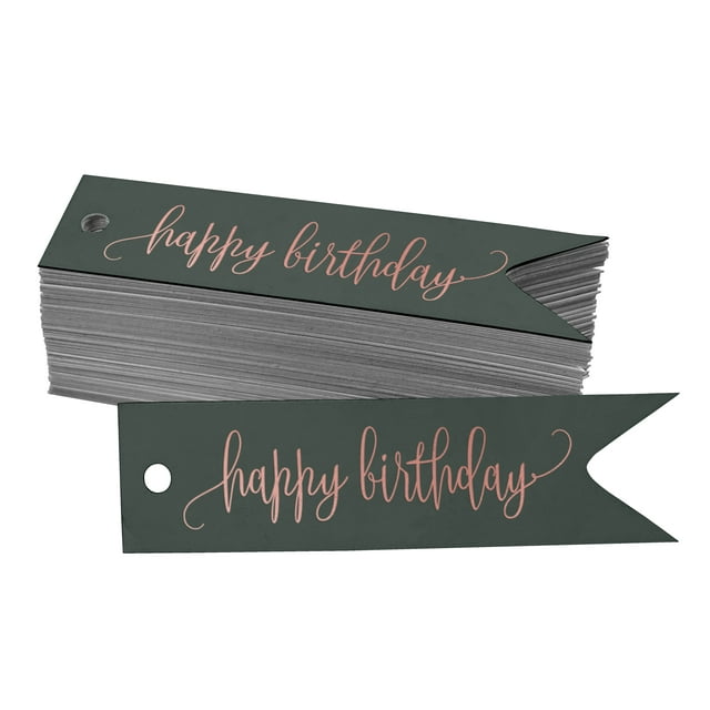 Inkdotpot Pack Of 50 Happy Birthday Favor Paper Tags Craft Real Rose Gold Foil Hang Tags