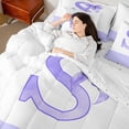 thumbnail image 4 of jejeloiu Cute Kawaii Bowknot 7-Piece Twin Bedding Sets,Purple Letter C Bedding Comforter Set For Girls Reversible, 4 of 8