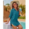 thumbnail image 2 of Womens Bathing Suit Cover Ups Bikini Swimsuit Coverup Drawstring Beach Dress Shirt, 2 of 6
