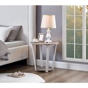 Roundhill Furniture Elysian Contemporary Round End Table with Shelf, Gray