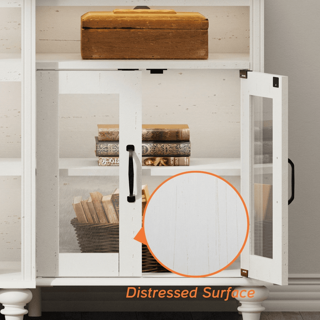 WAMPAT Large Buffet Cabinet with Charging Station for Dining Room, Off White