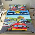 thumbnail image 1 of Súper Rescate de Bomberos Conjunto de sábanas temático, trío de piezas, cómodo y amigable con la piel, diseño único, regalo de decoración para el hogar para familiares, amigos y fans,173cm *218cm, 1 of 6