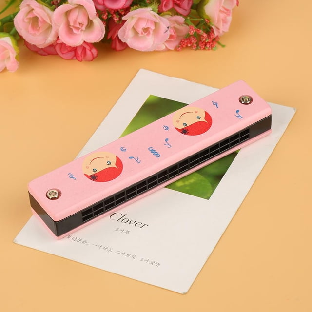 LHCER Baby Kids Educational 16 Holes Harmonica Soft Wood Musical Instruments Toy Random Color&Pattern, Musical Instruments Toy, Kids Harmonica Toy