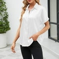 thumbnail image 6 of Njoeus Women's Summer Business Work Office Blouse Womens Short Sleeve Shirts V Neck Collared Button Up Shirt Tops S-XXL, 6 of 8