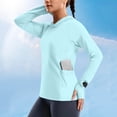 thumbnail image 4 of Sun Protection Shirts for Women Pullover Hooded Long Sleeve Rash Guard UPF 50+ Lightweight Breathable Shirt with Side Pockets for Hiking Walking Running, 4 of 9