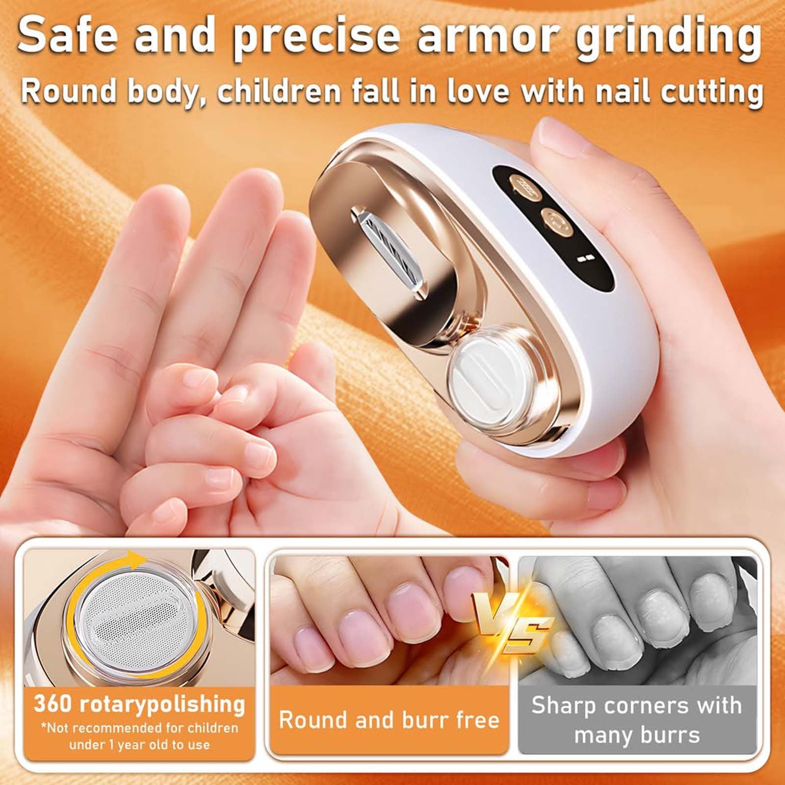 Multi Functional Automatic Nail Clipper, 3-in-1 Electric Toenail Clippers with Polishing, Rechargeable LED Nail Trimmer, Safe Nail Care Tool for Elderly and Kids