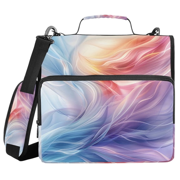 Haosy 3 Ring Zipper Binder with Shoulder Strap Waterproof Trapper Keeper 2 Inch D-Ring 500 Sheets Capacity, Dreamlike Colorful Light Shadow