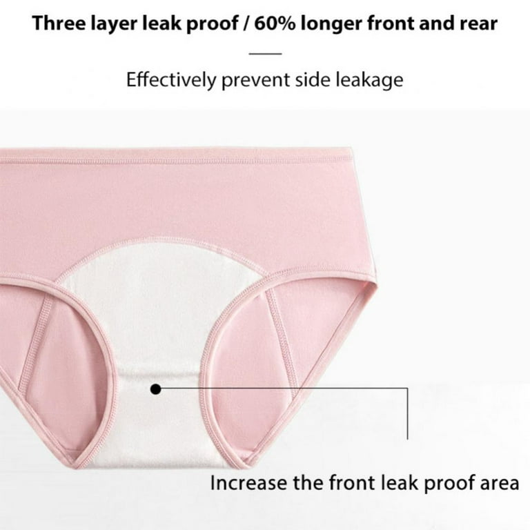 3-Pack Menstrual Period Underwear for Women Mid-Rise Postpartum Ladies  Panties Girls Full Coverage Briefs Cotton Stretch Briefs