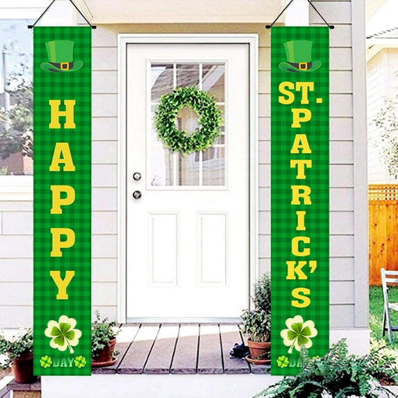 Kokovifyves Spring and Summer Decorations St. Patrick'S Day Irish Holiday Porch Sign Welcome Home Door Curtain Banner Decoration Door Hanging Painting Hanging Flag Decoration