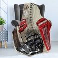 thumbnail image 4 of Collage Soft Flannel Fleece Throw Blanket, Vintage London England Greetings Retro Big Ben Red Bus, Cozy Plush for Indoor and Outdoor Use, 50" x 70", Ivory Charcoal Grey, by Ambesonne, 4 of 5