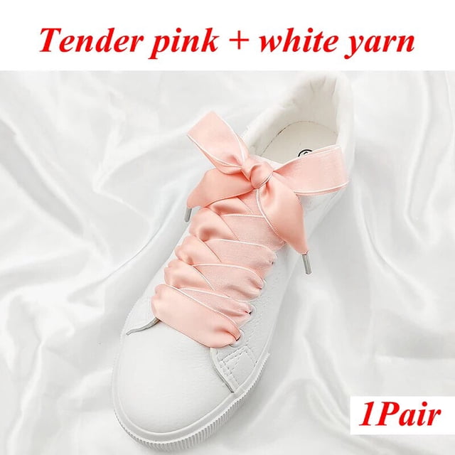 1 par, 2CM de ancho, 80/100/120cm, hilo de nieve de doble cara, cinta de seda satinada, cordones para zapatos, cordones para zapatos, zapatillas de moda, cordones para zapatos, 120cm Gao Jinjia LED