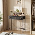 thumbnail image 6 of HIGDBFE Small Makeup Vanity Desk with Lighted Mirror, 3 Fabric Drawers and Height-Adjustable Stand, Black Vanity for Bedroom and Small Spaces, 6 of 9
