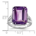 thumbnail image 2 of Solid 925 Sterling Silver Octagonal Checkerboard Cut Amethyst Purple February Gemstone Engagement Ring Size 7, 2 of 3