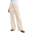 thumbnail image 3 of Nestiefly Cotton Linen Pants Women 2026 Summer Casual High Waist Straight Leg Trousers Lightweight Loose Pant with Pockets Khaki S, 3 of 7