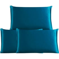 3 Pack 19 Momme Smooth Mulberry Silk Pillow Case Cover, Standard, Peacock Blue