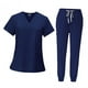 thumbnail image 5 of Conjunto exfoliante femenino, ropa de trabajo de enfermera, escote en V, Top profesional lavable a máquina y jinwen Blusa y pantalones médicos, 5 of 8