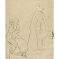 thumbnail image 2 of Edgar Degas 12x14 Black Ornate Wood Framed Double Matted Museum Art Print Titled: Study for ‘Mary Cassatt at the Louvre’ (Verso) (C. 1879), 2 of 5