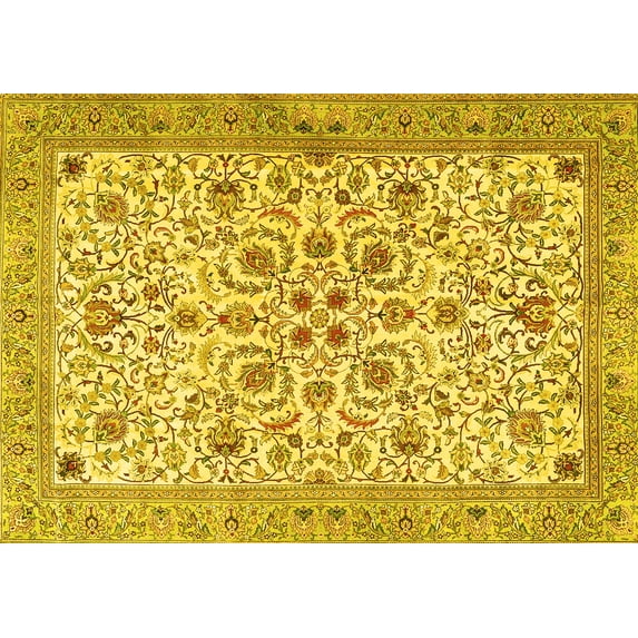 Ahgly Company Indoor Rectangle Persian Yellow Traditional Area Rugs, 3' x 5'