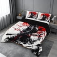 thumbnail image 2 of meiyoeat Cherry Blossom Queen Comforter Set For Kids,Japanese Samurai Ink Design Comforter Sets Queen,Black Reversible,3-Piece, 2 of 7
