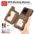 thumbnail image 5 of Allytech Galaxy S20 Ultra 5G Case Wallet, RFID Blocking Multiple Cards Slots Ring Holder Stand Shockproof Protective Hand Wrist Wallet Case Cover for Samsung Galaxy S20 Ultra - Brown, 5 of 9