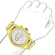 Yellow Gold Plated LUXURMAN Mens Diamond Watch 0.5ct