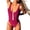 Wine, variant on Women Swimsuits Solid Color One Piece Bikini Zipper Front Bathing Suit,Yellow,S