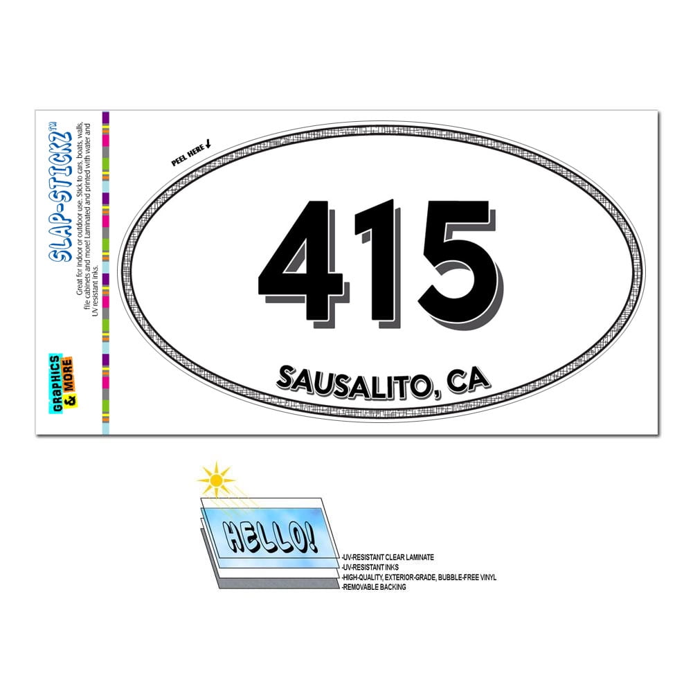 415 Sausalito, CA California Oval Area Code Sticker