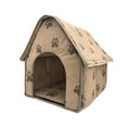 thumbnail image 2 of Casa de cama para perros, cama para gatos y mascotas, perrera portátil bonita para perros, refugio con cojín cómodo, casa para mascotas de huella, 2 of 9