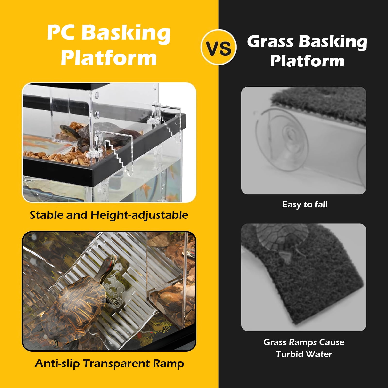XZKING Turtle Basking Platform with Heat Lamp, Small Land Elevated Topper Decor, Hanging Habitat Enclosure Cage, Tortoise House for Semi Aquatic Baby Turtles Terrapin (XLarge)