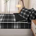 thumbnail image 5 of Manfei Vintage Grid Zipper Twin Comforter Sets with Fitted Sheet and 2 Pillowcases,Modern Check Zipper Bedding Set,Black White Gray,Black Reversible,4pcs, 5 of 8