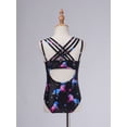 thumbnail image 4 of Alvivi Kids Girls One Piece Printed Swimming Costume Gymnastics Dance Leotard Bodysuit Black 16, 4 of 7