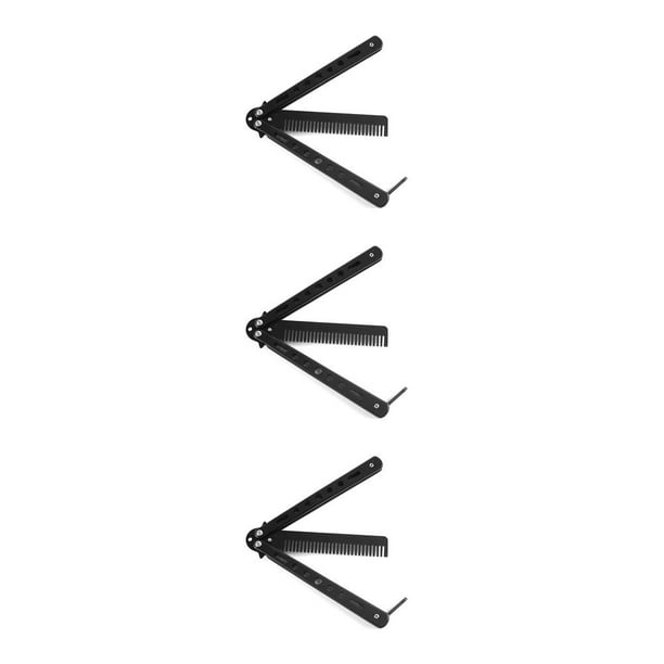 Vogacara Cepillo de entrenamiento Cepillo de práctica de acero inoxidable Cepillo de peluquería plegable para salón al aire libre, negro Type1 NO1 Vogacara CBP161339