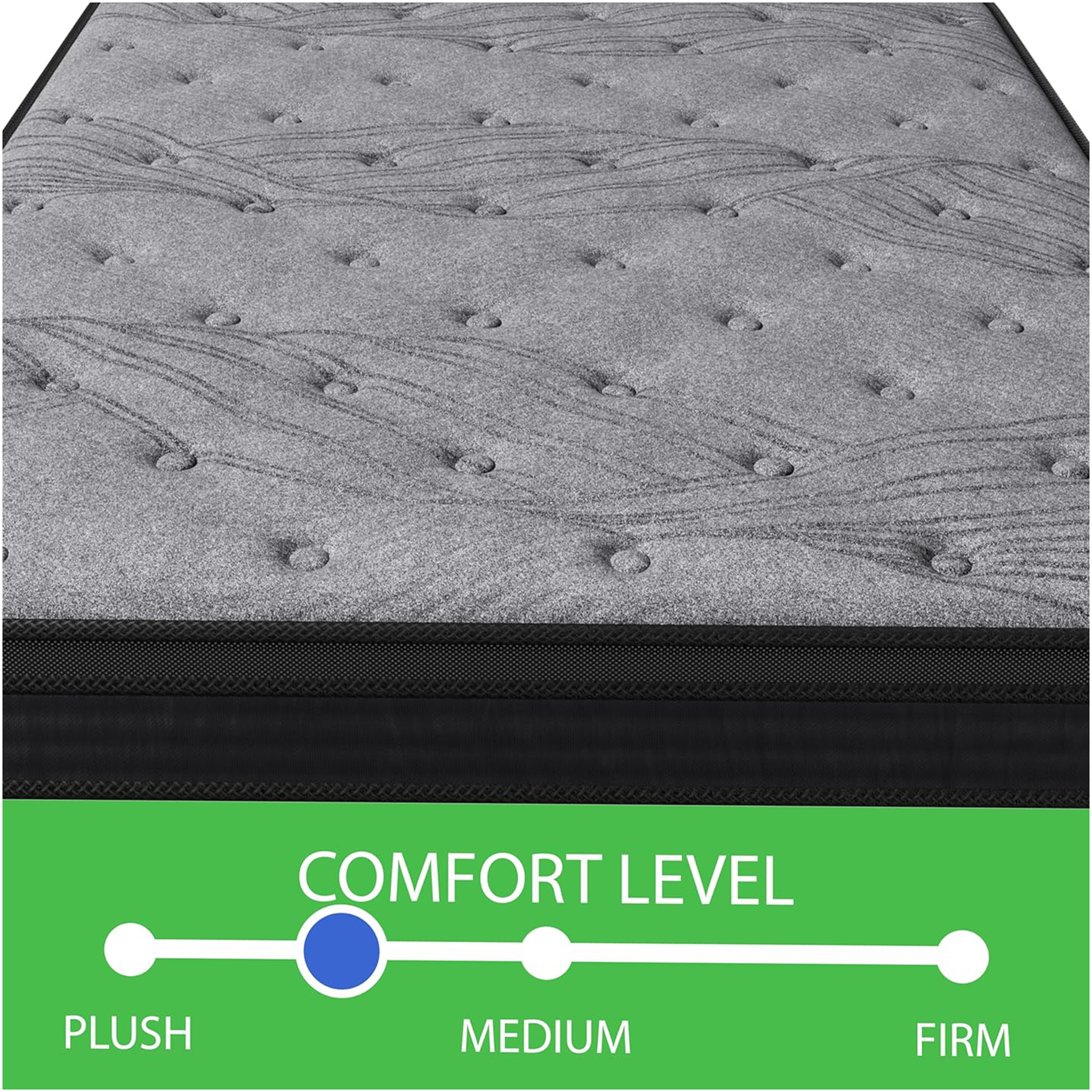 JERFIT 12 Inch King Mattress in a Box - Grey Hybrid Pocket Coil & Foam, Medium Firm Feel for Motion Isolation & Support