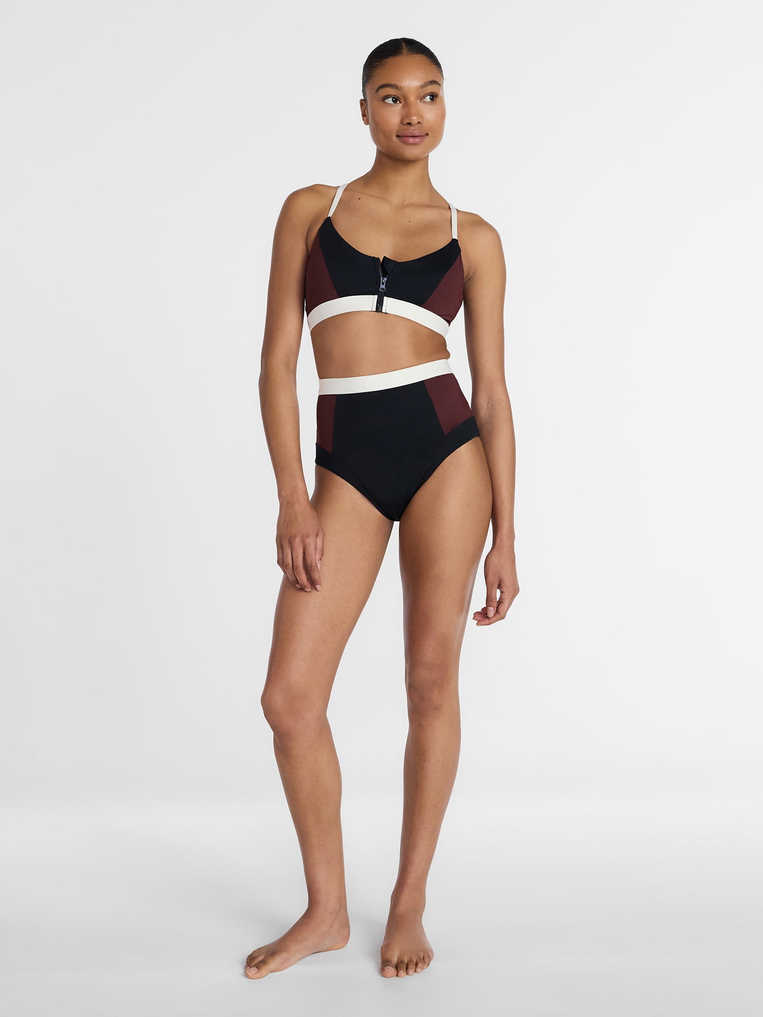 Ozark Trail Women's Zip Front Swim Top, Sizes XS-1X