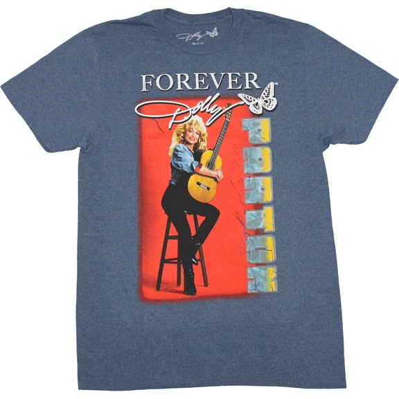 Dolly Pardon Mens T-Shirt - Forever Dolly Sitting Holding Guitar