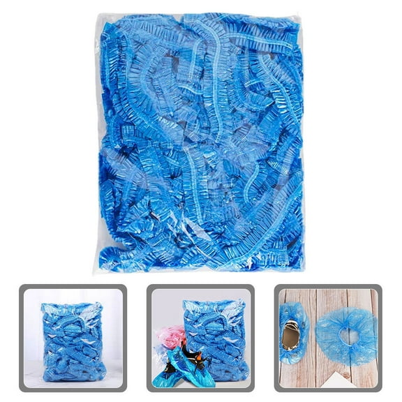 UNOMOR 200pcs Protective Feet Covers Disposable for Laboratories Blue PE Covers