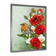 thumbnail image 2 of Designart 'Red Poppies and White Anemones With Yellow Bird' Traditional Framed Art Print, 2 of 4