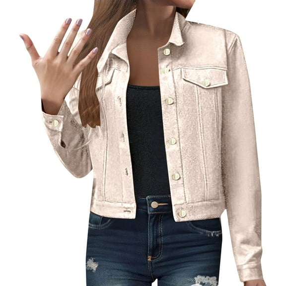 Cropped Faux Suede Jacket Women, Yigetop Women's Suede Women's Short Loose Flight Staff Casual Jacket Jackets for Women Trendy Beige L