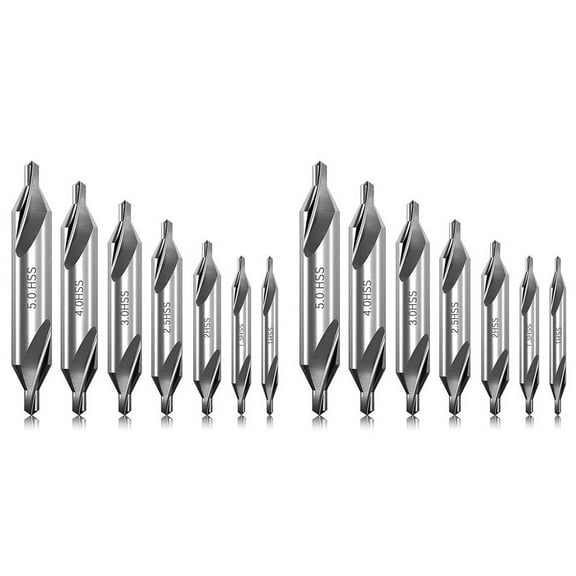 14 Pcs Center Drill Bits Set 60-Degree Angle Center Drill Bits Kit Countersink Tools for Lathe Metalworking
