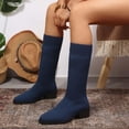 thumbnail image 6 of Women's Knee High Boots Stretch Square Toe Chunky Block Heel Long Boots for Women Comfortable Breathable Womens Boots, 6 of 9