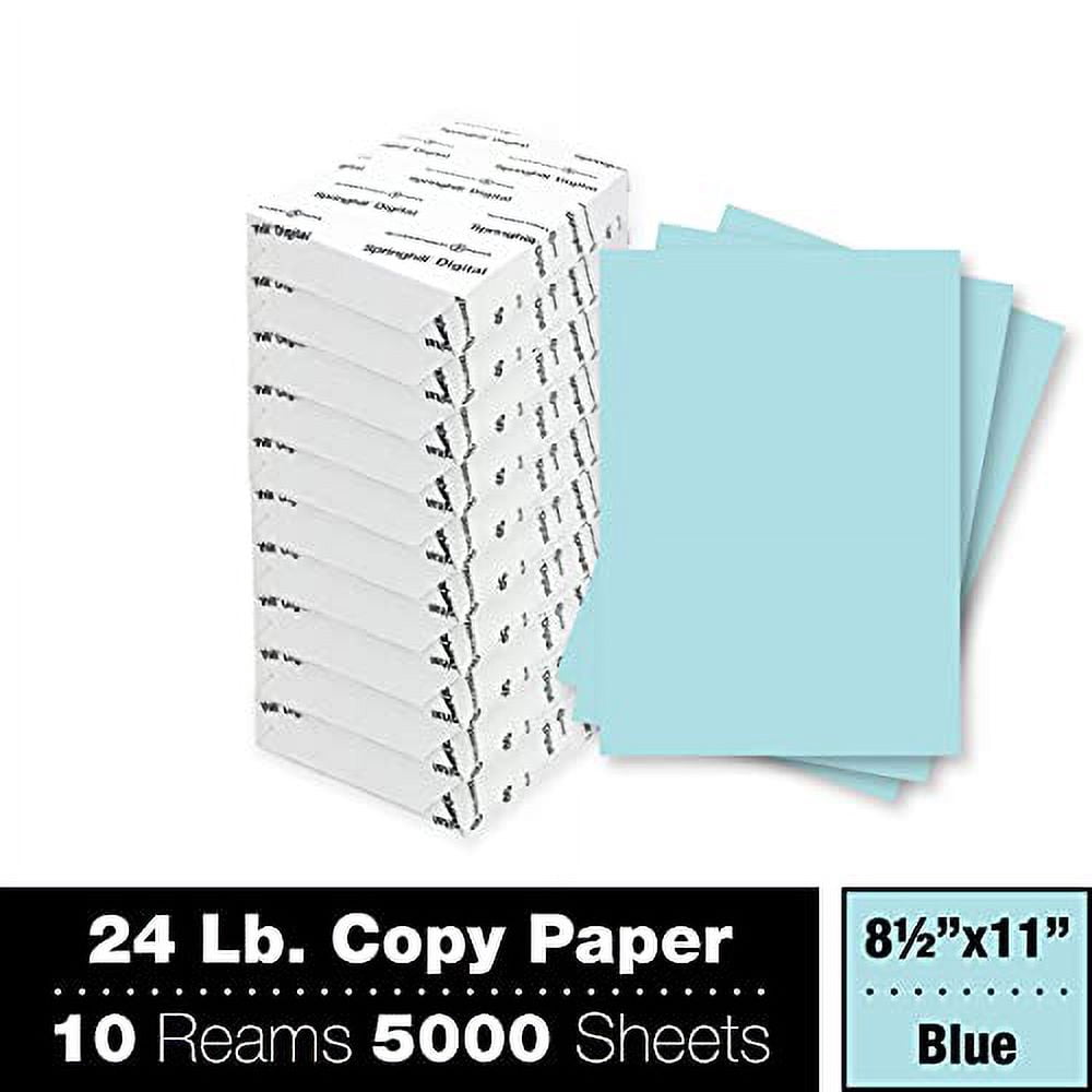 Springhill Digital Opaque Colors Blue, 60lb, Letter, 8.5 x 11, 5,000 Sheets / 10 Ream Case, Made The USA