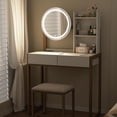 thumbnail image 3 of S-HOME Small Vanity Desk With Mirror And Lights, Makeup Vanity Table With LED Mirror, 3 Lighting Modes, Drawer Included, 3 of 6