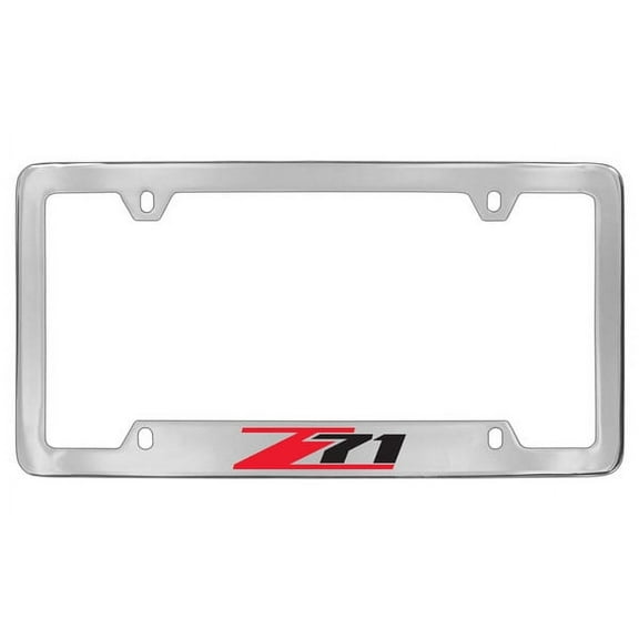 Chevrolet Z71 Chrome Plated Metal Bottom Engraved License Plate Frame Holder