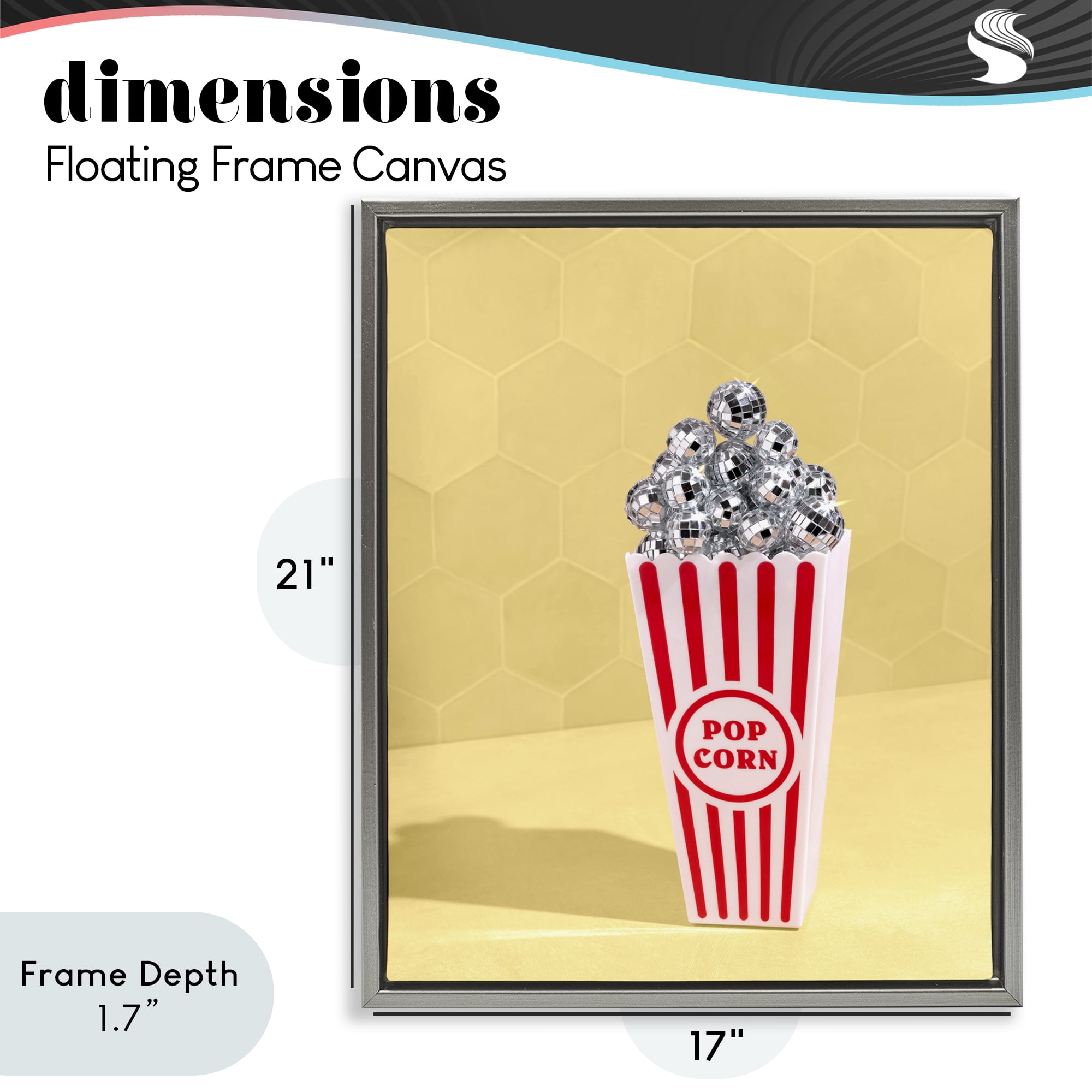 Stupell Industries Disco Filled Popcorn Gray Framed Floater Canvas Wall Art, design by LISH Creative