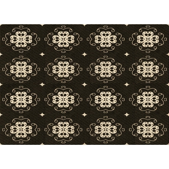 Ahgly Company Indoor Rectangle Patterned Night Black Area Rugs, 7' x 9'