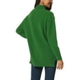 thumbnail image 3 of INSPIRE CHIC Women's Turtleneck Long Sleeve Spilt Hem Tunic Pullover Sweater S Green, 3 of 6